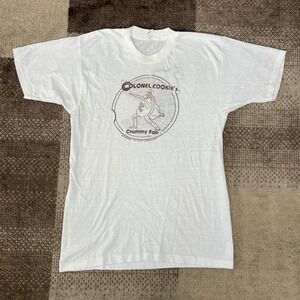 Vintage 80s Colonel Cookies Crummy Fan Promo T-Shirt White Large Single Stitch